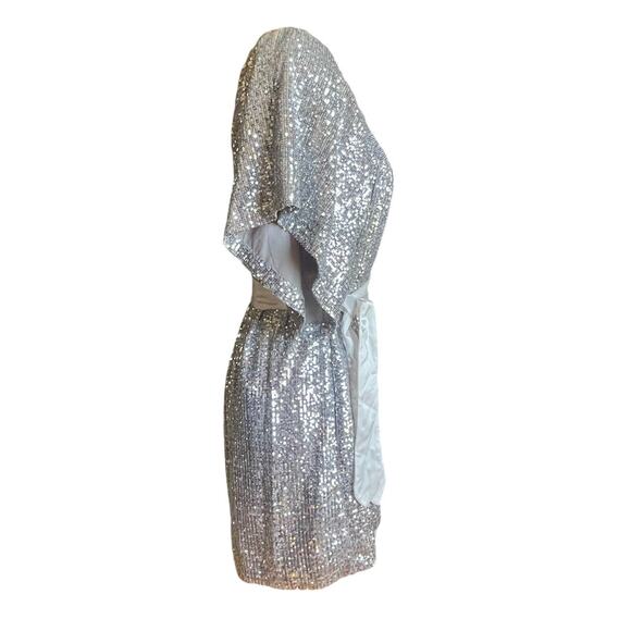 Emerson Fry Marion Short Silver Sequin Mini Dress Size Small - Picture 5 of 9
